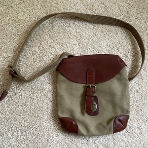 Liz Claiborne Leather Co small leather and canvas mini bag